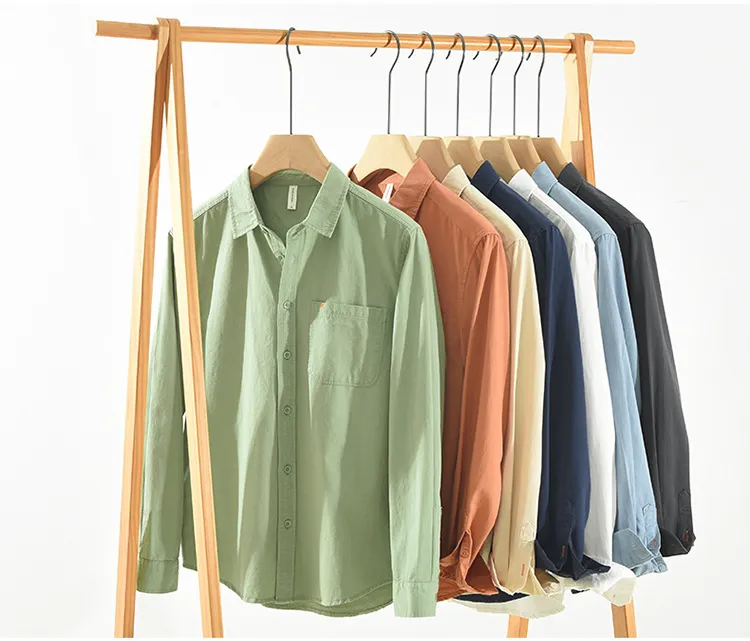 Japan Style Simple Solid Color Long Sleeve Shirt For Men ( White )