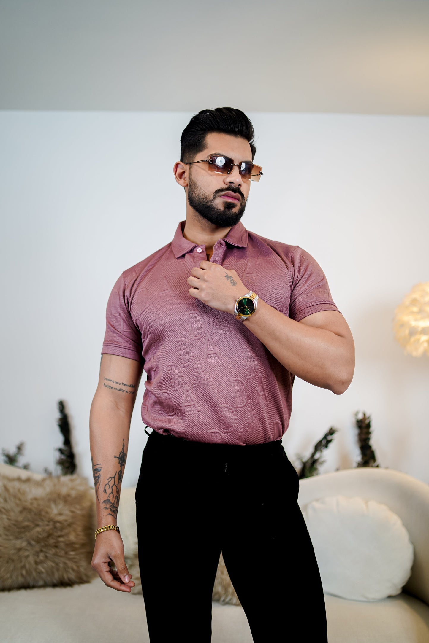 Weffi Embossed Premium Polo T Shirt - Half Sleeve