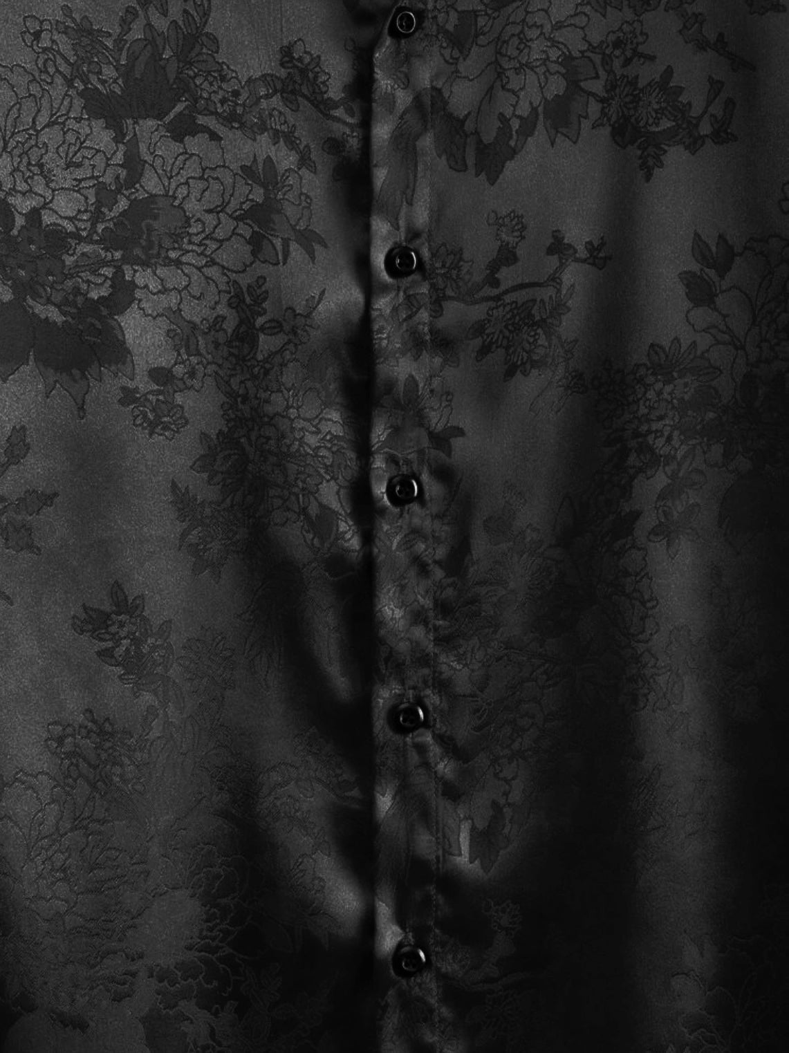 Mens Floral Jacquard Satin Shirt