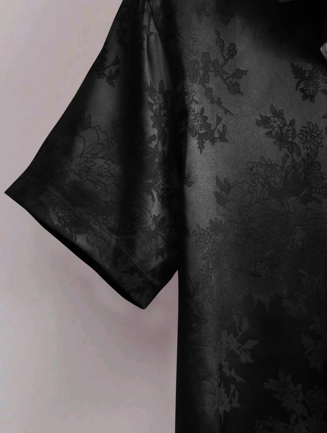 Mens Floral Jacquard Satin Shirt