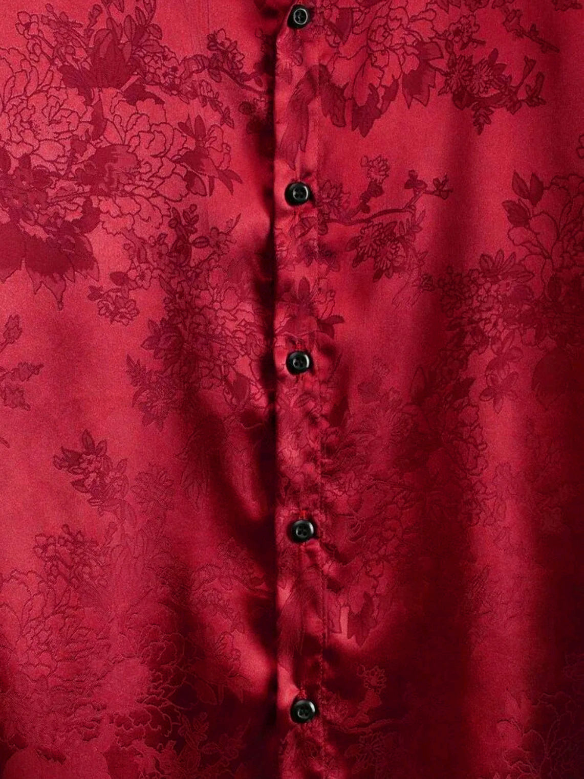 Mens Floral Jacquard Satin Shirt
