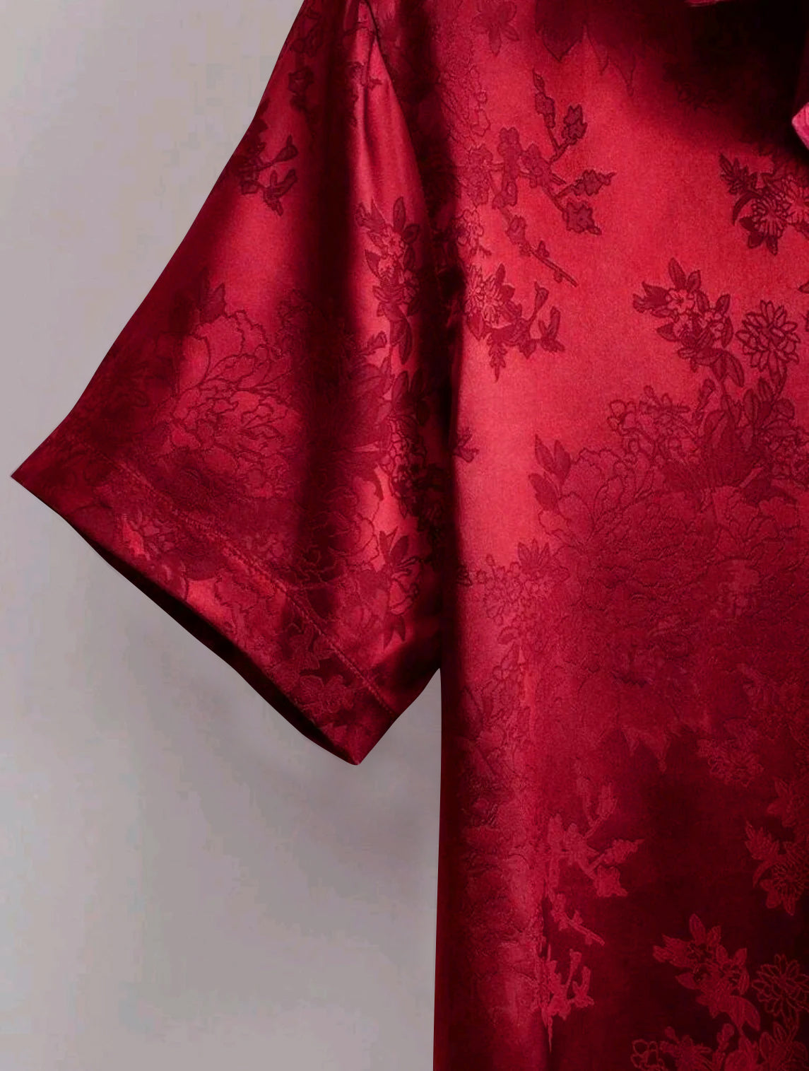 Mens Floral Jacquard Satin Shirt