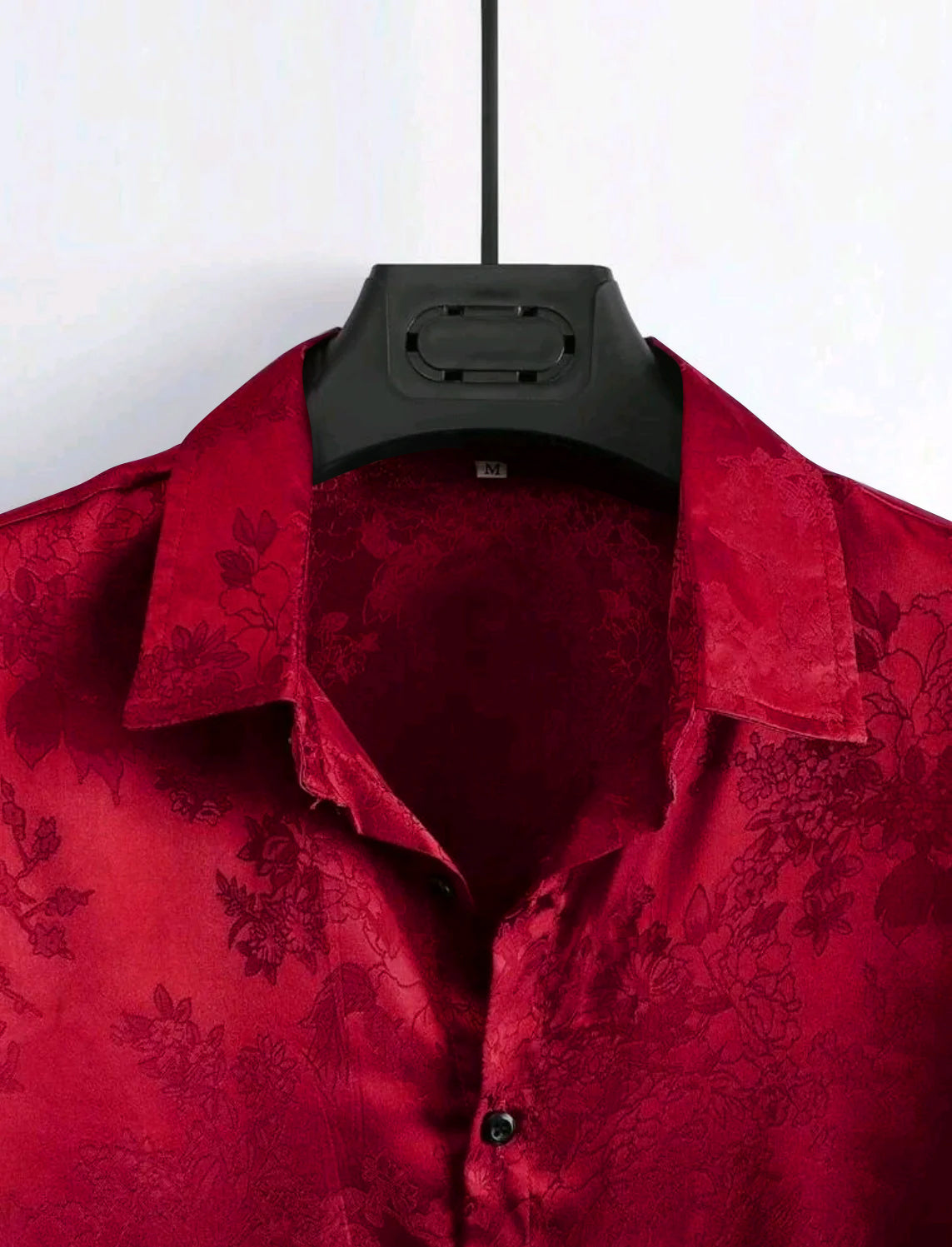 Mens Floral Jacquard Satin Shirt