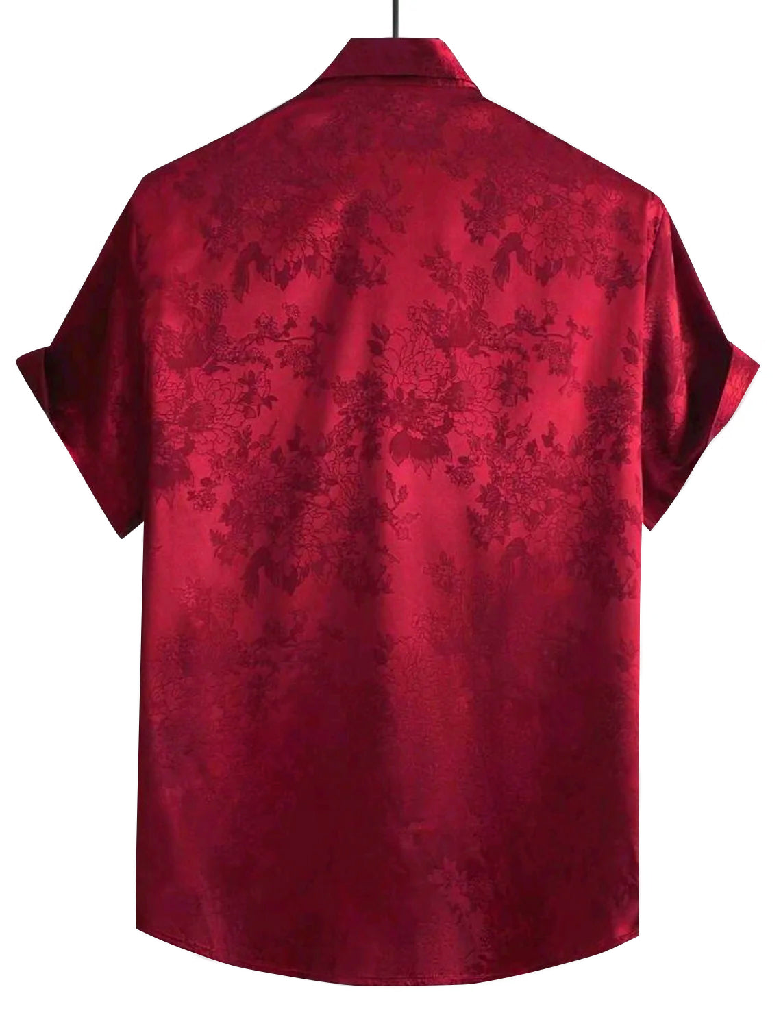 Mens Floral Jacquard Satin Shirt