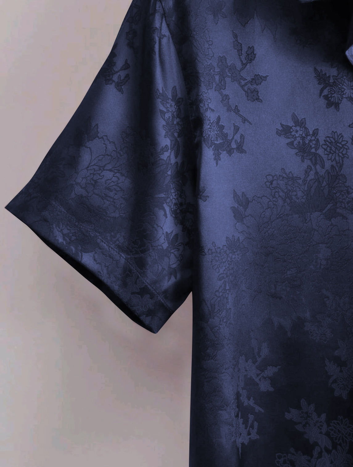 Mens Floral Jacquard Satin Shirt