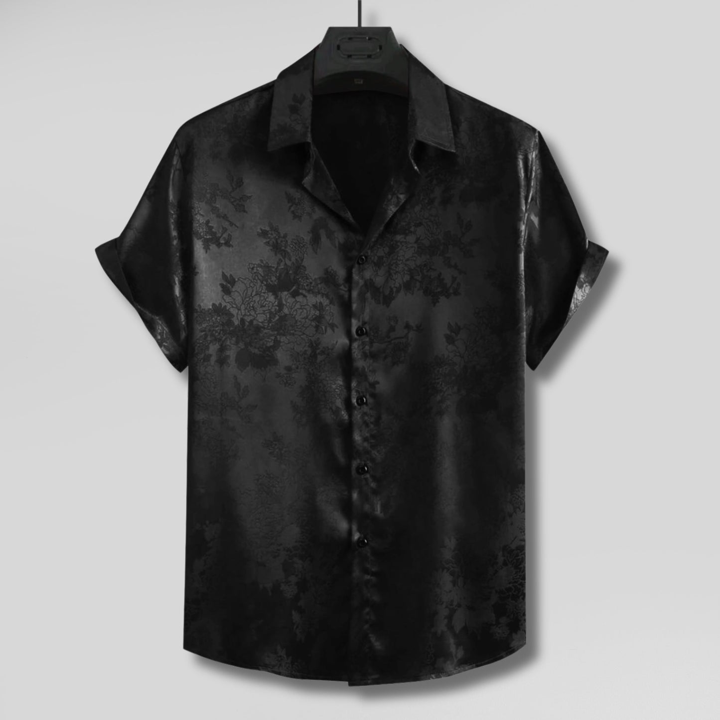 Mens Floral Jacquard Satin Shirt
