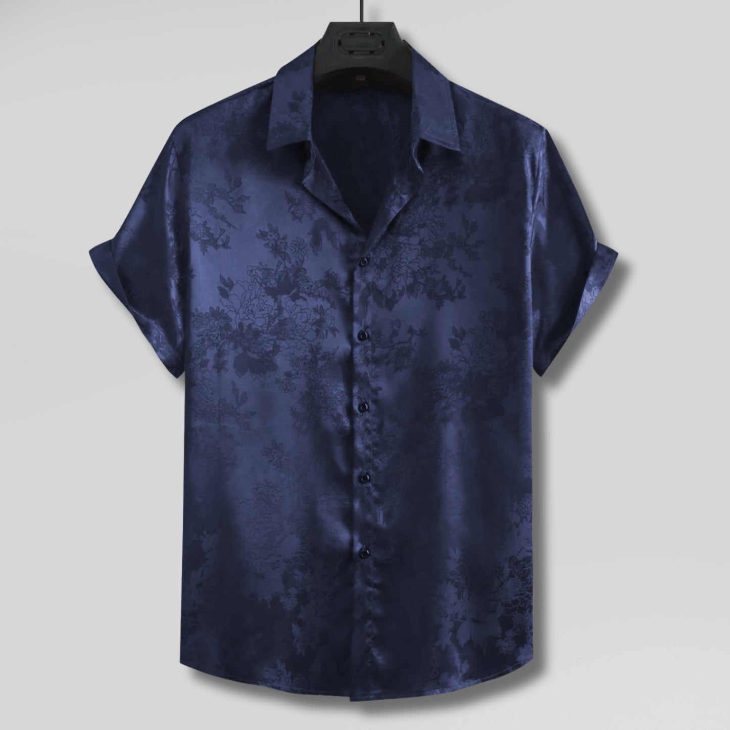 Mens Floral Jacquard Satin Shirt
