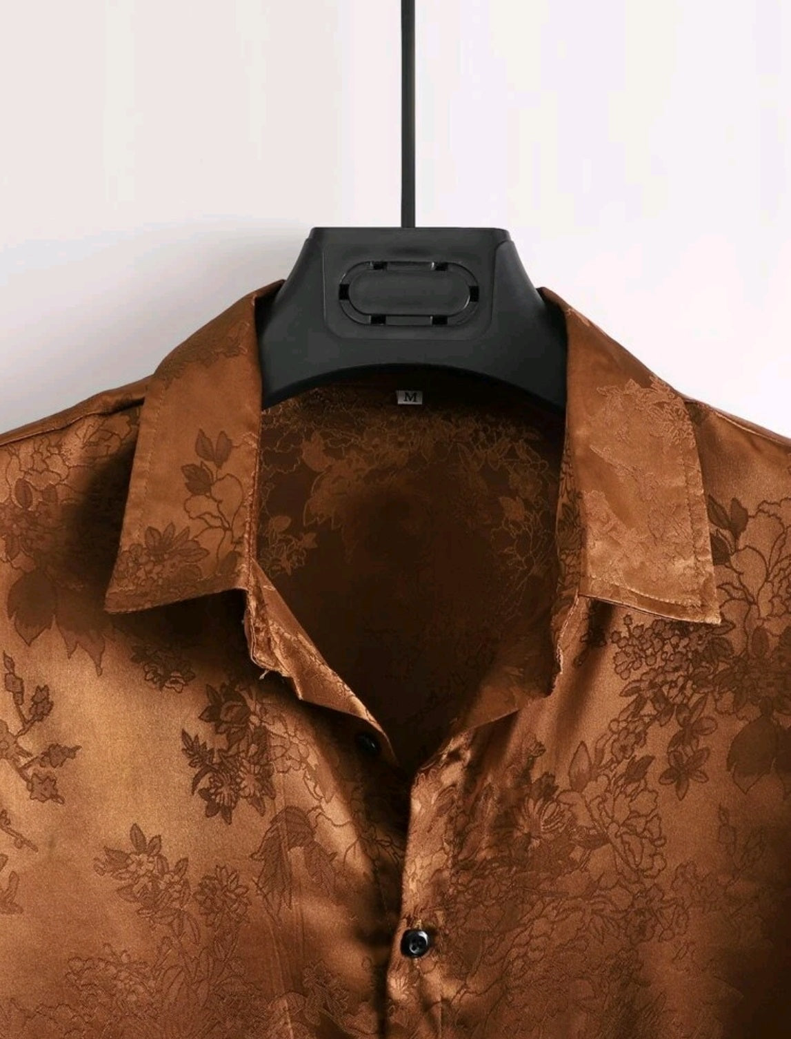 Mens Floral Jacquard Satin Shirt