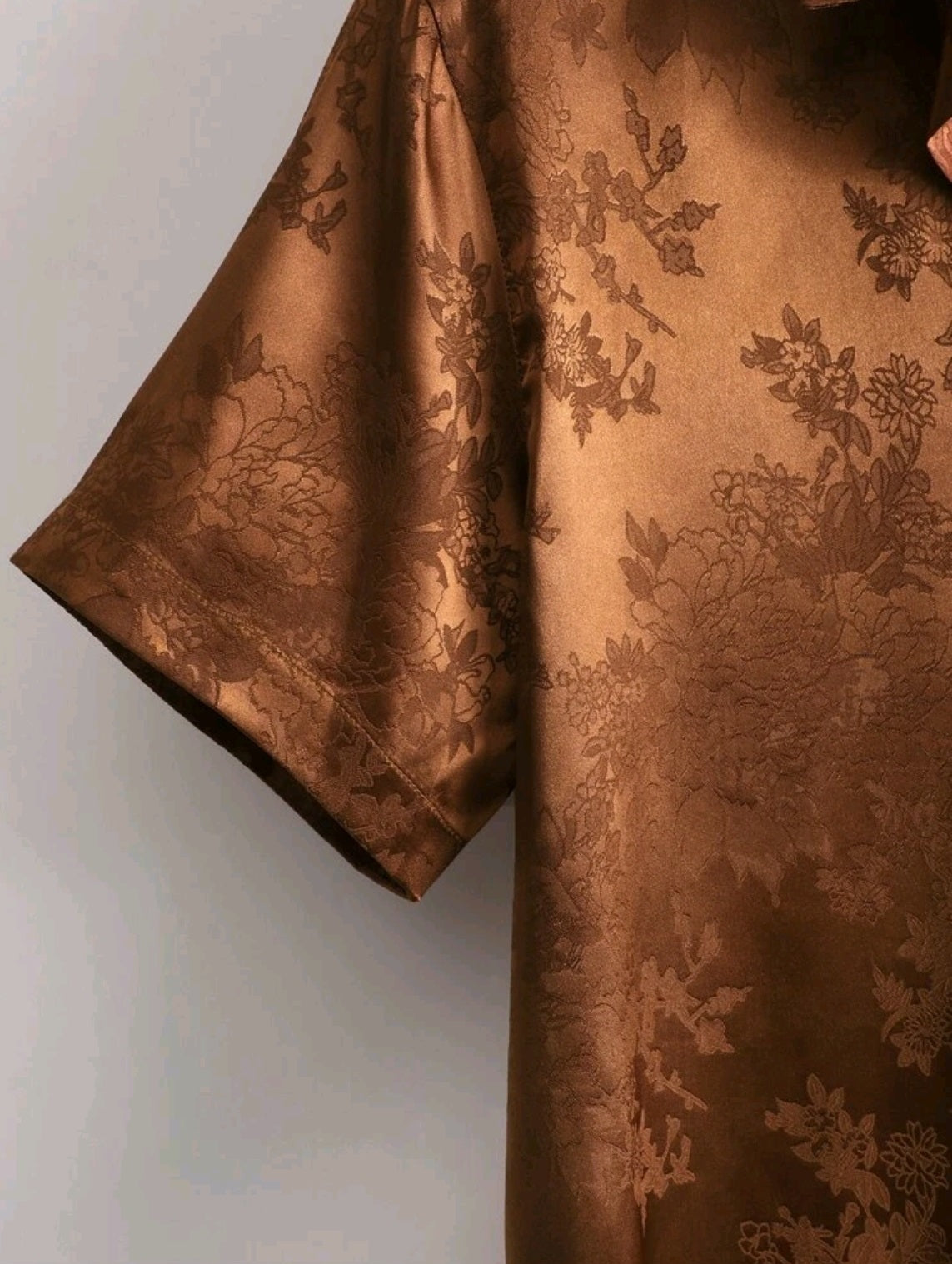 Mens Floral Jacquard Satin Shirt