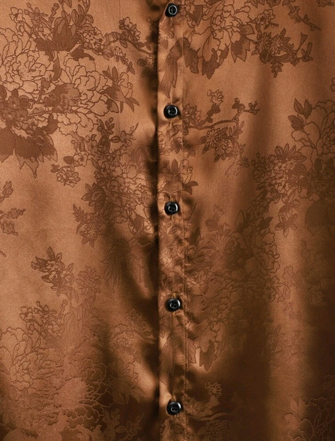 Mens Floral Jacquard Satin Shirt