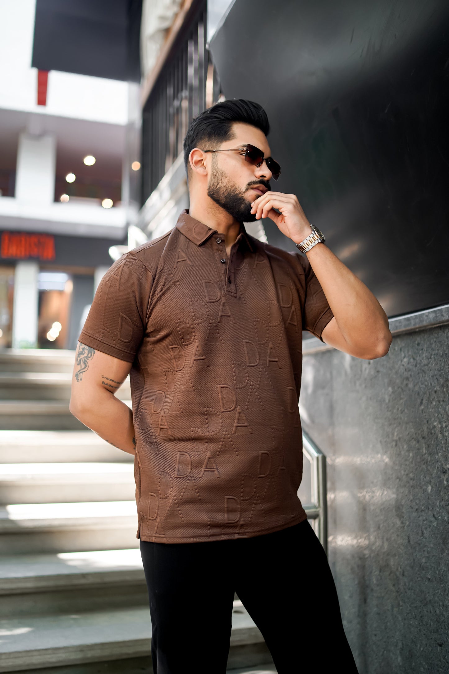 Weffi Embossed Premium Polo T Shirt - Half Sleeve