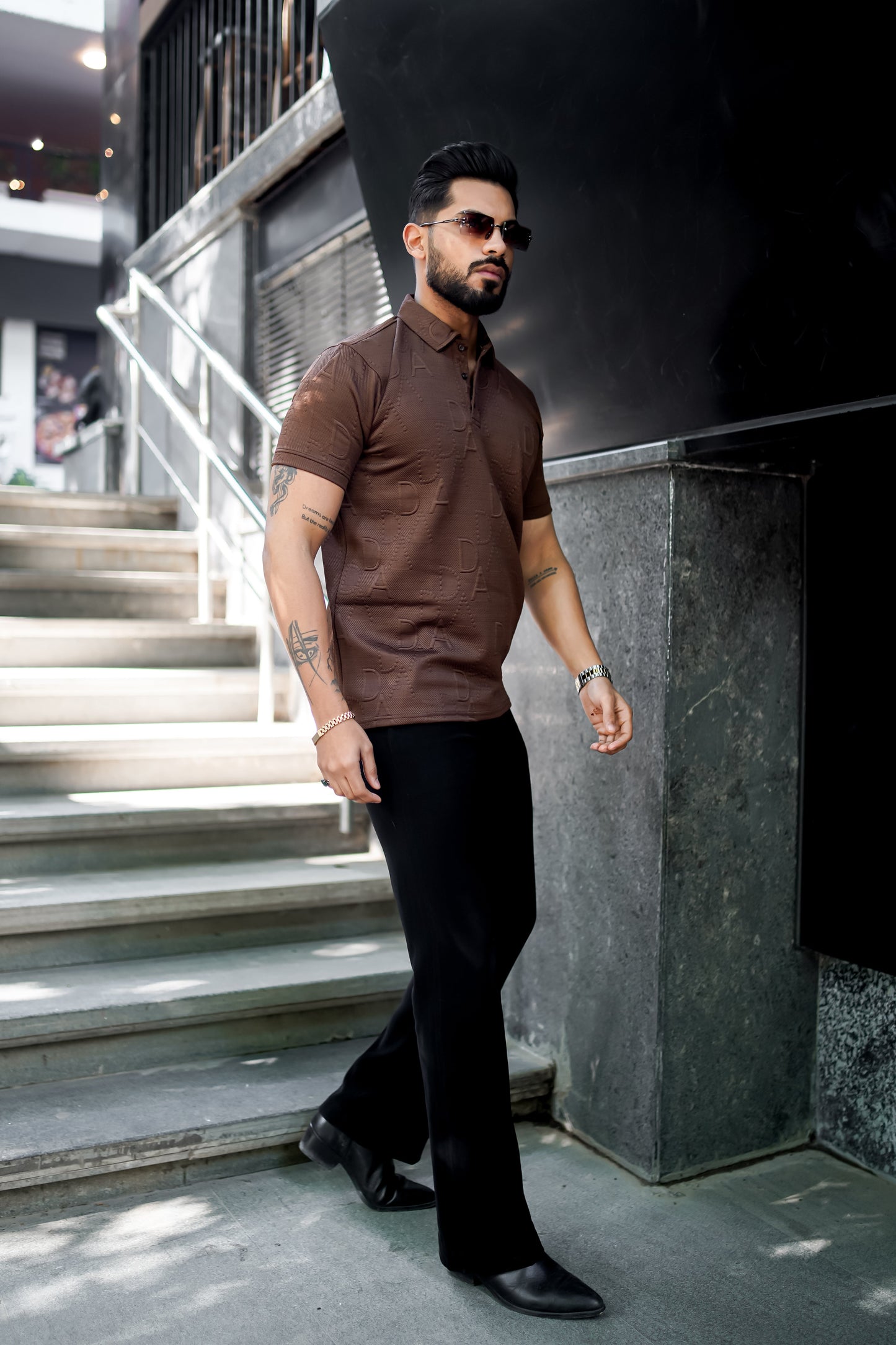 Weffi Embossed Premium Polo T Shirt - Half Sleeve