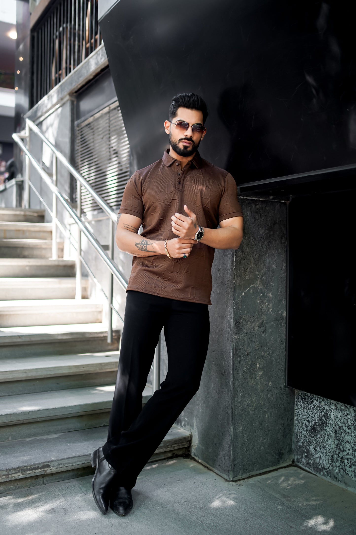 Weffi Embossed Premium Polo T Shirt - Half Sleeve