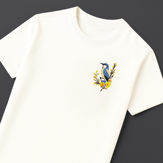 Premium Round Neck Tee With Bird Embroidery
