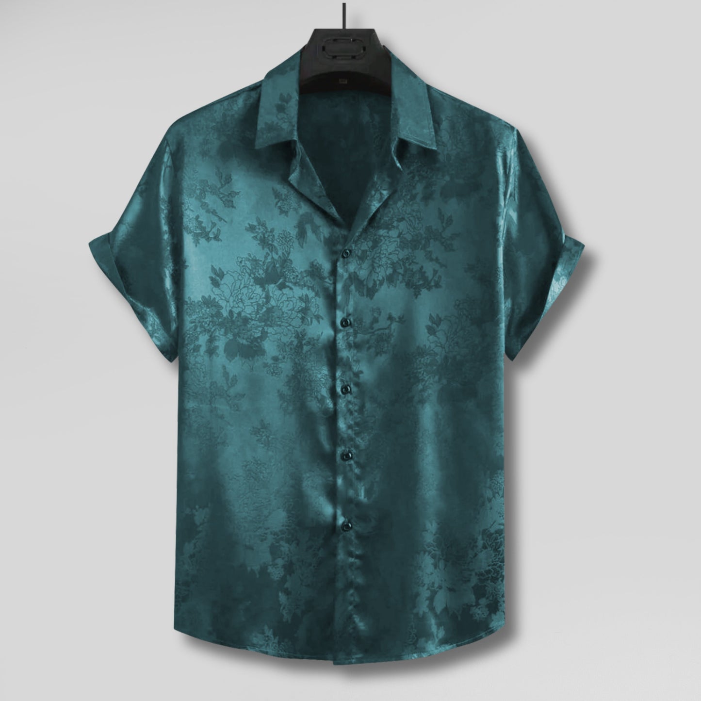 Mens Floral Jacquard Satin Shirt