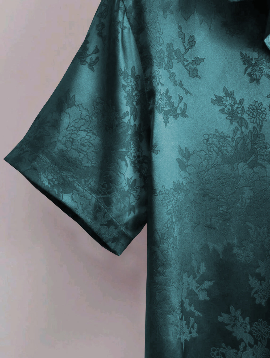 Mens Floral Jacquard Satin Shirt