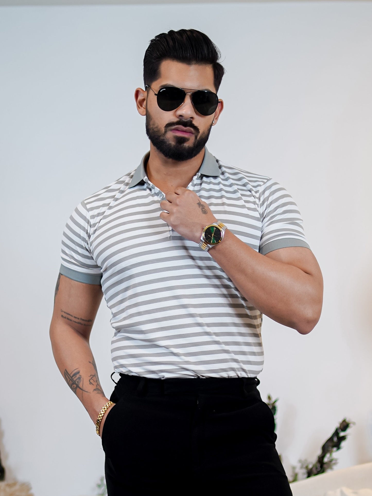 Signature Striped Polo T Shirt - Premium Style
