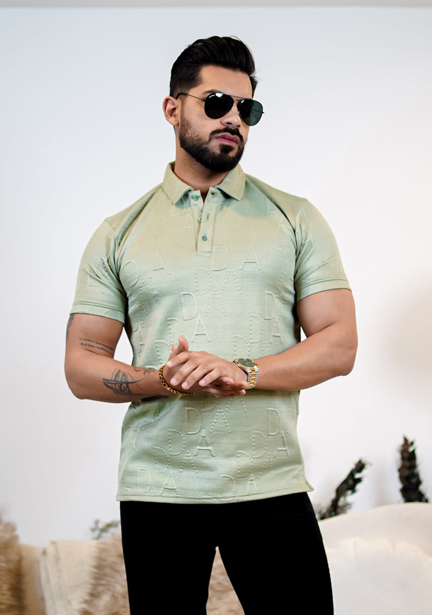 Weffi Embossed Premium Polo T Shirt - Half Sleeve