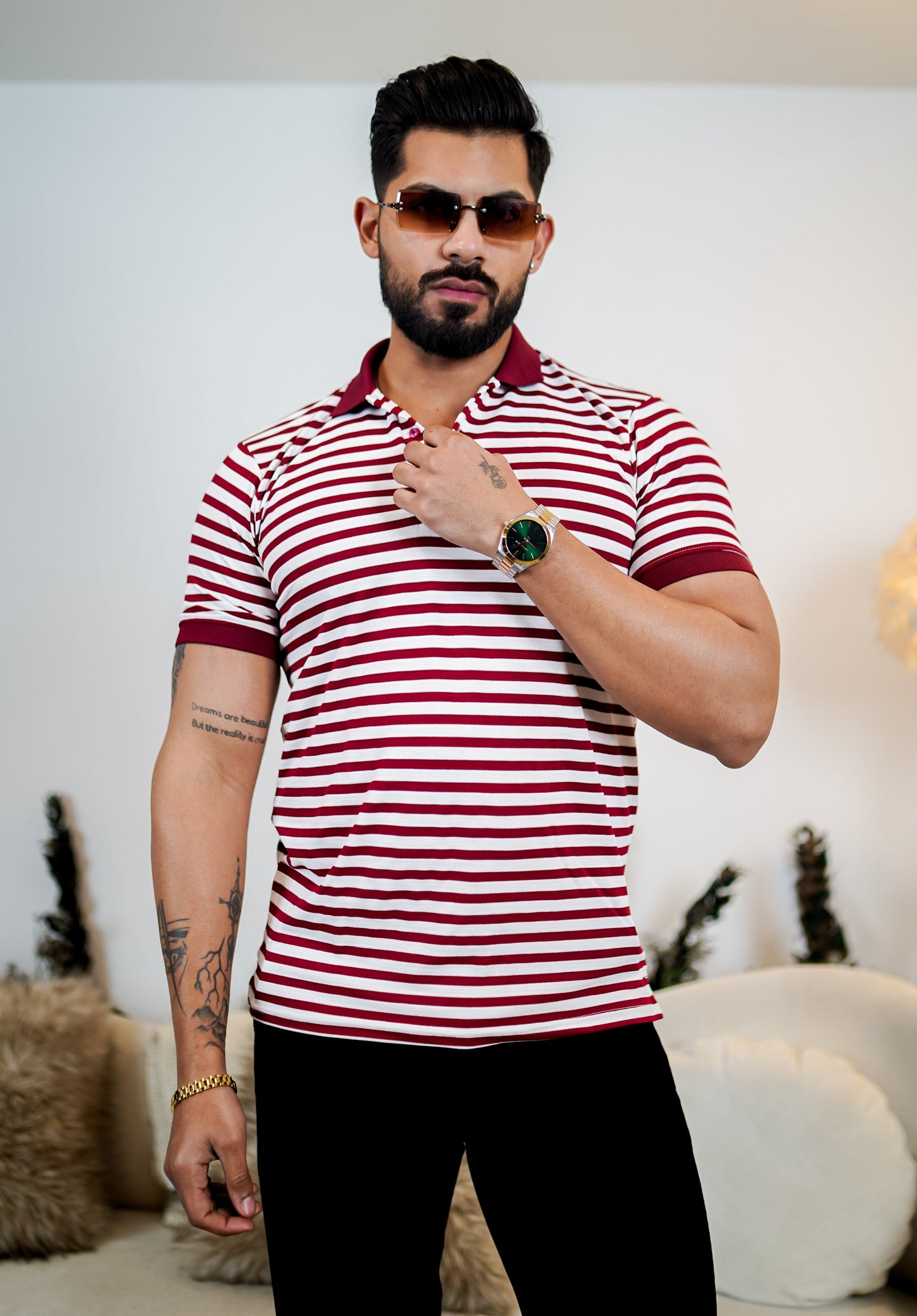 Signature Striped Polo T Shirt - Premium Style
