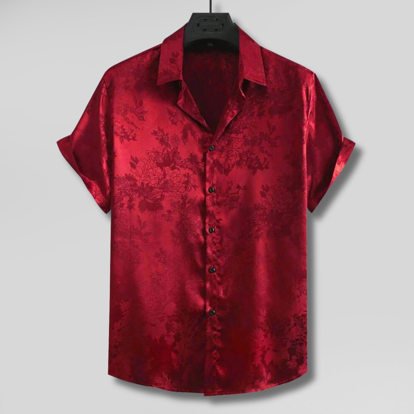Mens Floral Jacquard Satin Shirt